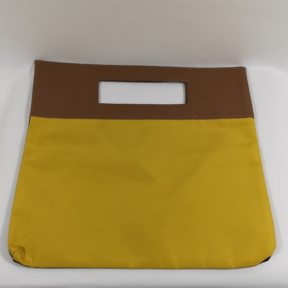 Vintage Fold-over Clutch Made for Elizabeth Arden, Black, Mustard Yellow, Brown. - Picture 4 of 5